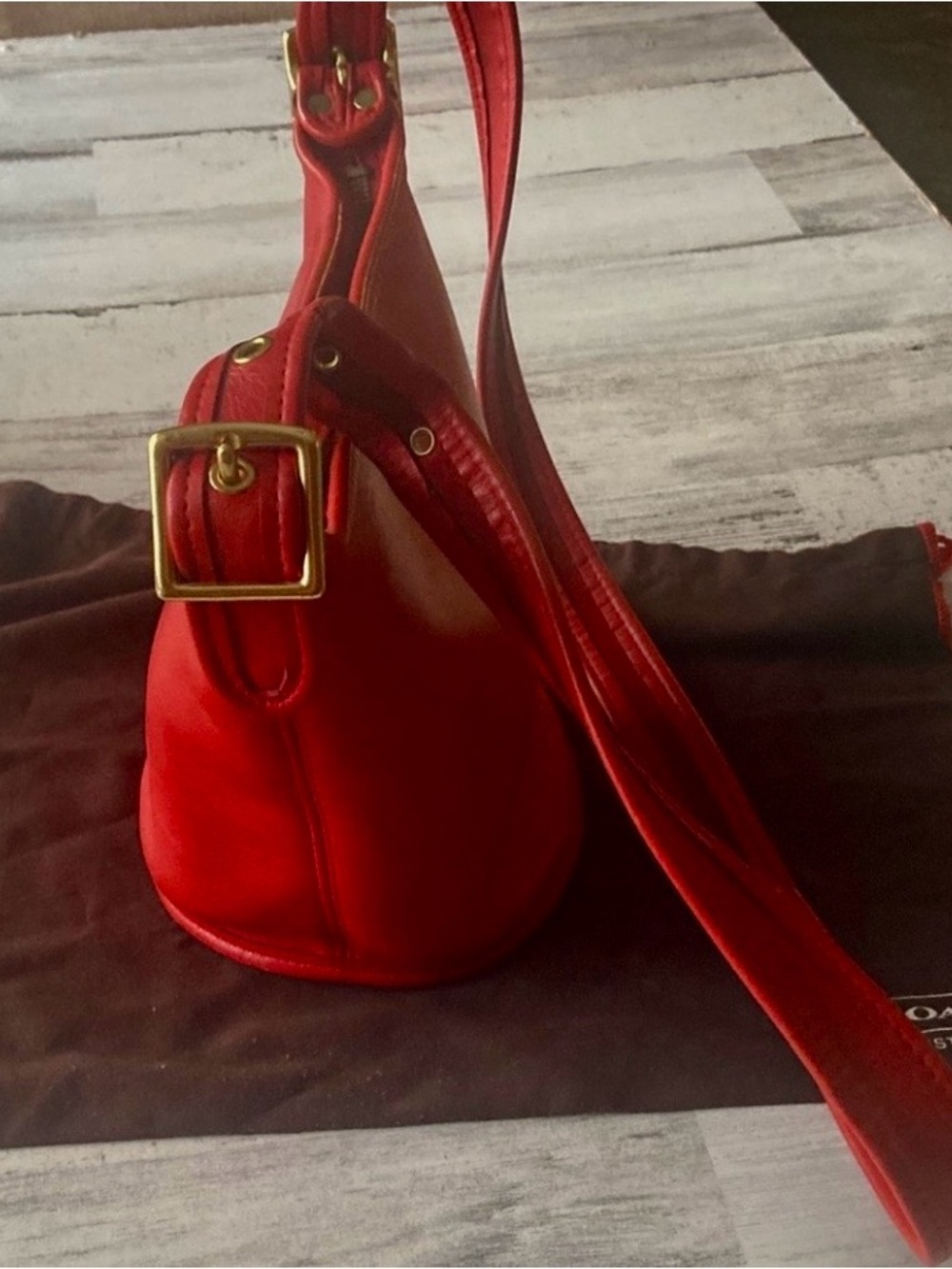 Coach Red Leather Crossbody Maggie (#9019) Bag - Picture 9 of 14